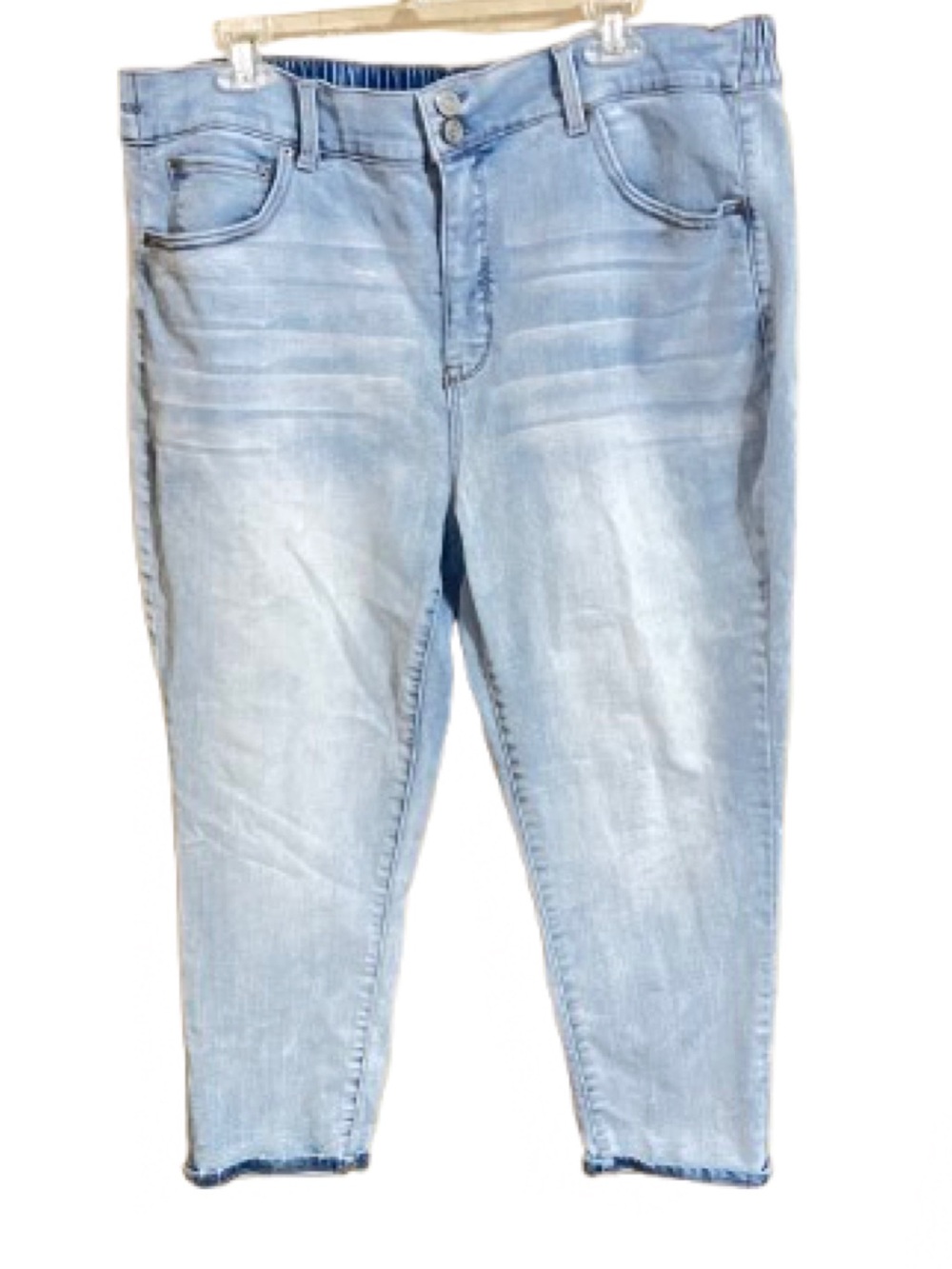 Terra & Sky Size 1X(16W-18W) Light Blue Ankle Crop Stretch Jeans Casual Neutral